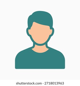 Una ilustración simple y estilizada de la cabeza y los hombros de una persona sobre un fondo blanco. La figura tiene el pelo corto y oscuro y una camisa verde azulado.