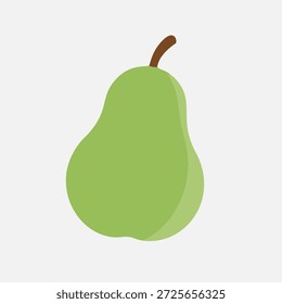 Ilustração simples e estilizada de uma pera verde madura com caule marrom