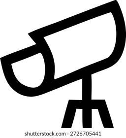 Una ilustración simple y estilizada de un telescopio en un soporte, perfecto para su uso en materiales educativos, publicaciones científicas o contextos relacionados con la tecnología.