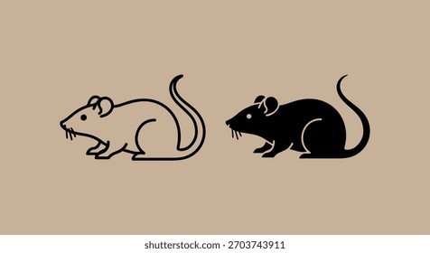Ilustração simples e estilizada de dois camundongos, um em contorno e outro em silhueta, sobre um fundo marrom e silencioso.