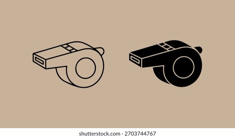 Uma ilustração simples e estilizada de dois assobios, um em contorno e outro em preto sólido, contra um fundo neutro.