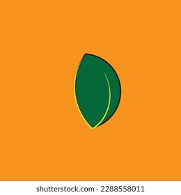 A simple, stylized leaf with rounded edges, often in shades of green, used to represent nature, growth, or organic products.