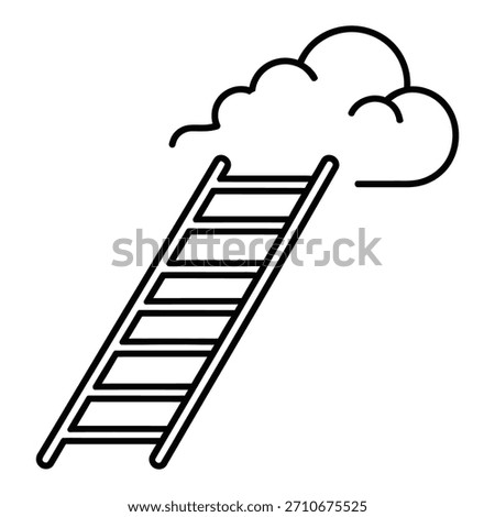 A simple, stylized line art illustration of a ladder ascending into a fluffy cloud, symbolizing aspiration and reaching for goals