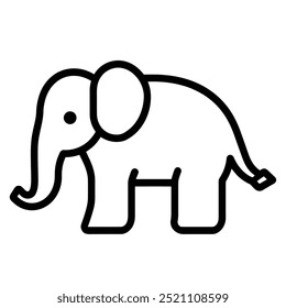A simple, stylized line drawing of an elephant.