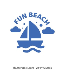 A simple, stylized logo of a sailboat with the words "FUN BEACH" arranged around it