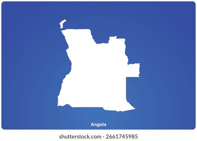 Eine einfache stilisierte Karte des Landes Angola. Hohe detaillierte blaue Karte mit Regionen, Zustände von Angola. Angola-Karte einzeln auf blauem Hintergrund. Administrative Vektorgrafik Republik Angola