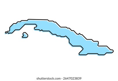 A simple stylized map of the country of Cuba. Modern stylized country map for infographics.