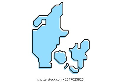 Um mapa estilizado simples do país da Dinamarca. Mapa de país estilizado moderno para infográficos.