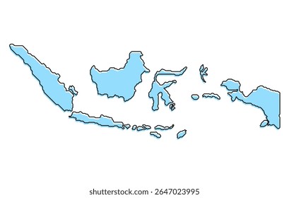 Un simple mapa estilizado del país de Indonesia. Mapa de país estilizado moderno para infografías.