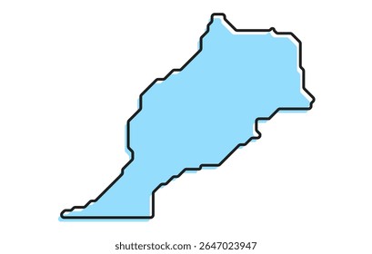 Un simple mapa estilizado del país de Marruecos. Mapa de país estilizado moderno para infografías.