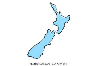 A simple stylized map of the country of New Zealand. Modern stylized country map for infographics.