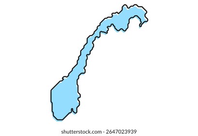 A simple stylized map of the country of Norway. Modern stylized country map for infographics.