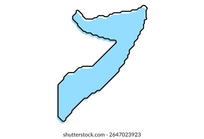 Un simple mapa estilizado del país de Somalia. Mapa de país estilizado moderno para infografías.