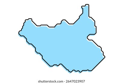 Un simple mapa estilizado del país de Sudán del Sur. Mapa de país estilizado moderno para infografías.