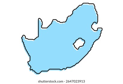 Un simple mapa estilizado del país de Sudáfrica. Mapa de país estilizado moderno para infografías.