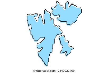 Un simple mapa estilizado del país de Svalbard. Mapa de país estilizado moderno para infografías.
