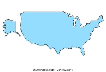 A simple stylized map of the country of United States of America. Modern stylized country map for infographics.