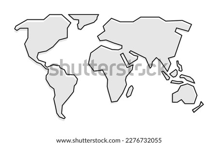 Simple stylized map of the world. Extremely simplified world map using lines. Simple flat blank vector map. Vector