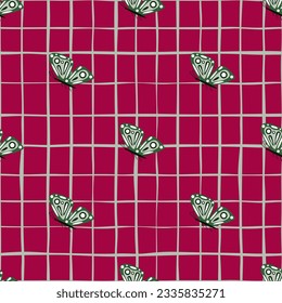 Simple stylized moth seamless pattern. Butterflies wallpaper. Flying insect print. Design for fabric, textile print, wrapping paper, cover, poster. Vector illustration