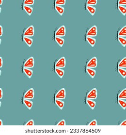 Simple stylized moth seamless pattern. Butterflies wallpaper. Flying insect print. Design for fabric, textile print, wrapping paper, cover, poster. Vector illustration