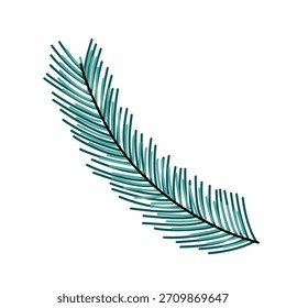 Simple stylized pine needle branch ideal for minimalist winter illustrations, Christmas graphics, and natural themed vector projects.