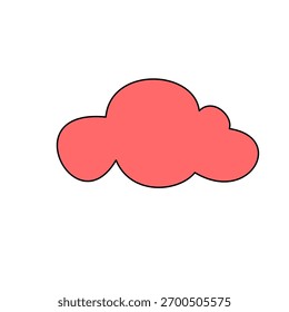Simples, ícone de nuvem rosa estilizado. Design limpo e minimalista com contorno preto sobre um fundo branco. Ideal para meteorologia, dados ou conceitos abstratos. Ilustração vetorial.