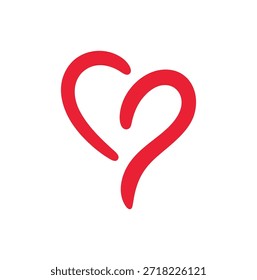 Logotipo de contorno de corazón rojo estilizado simple para el amor o la salud.