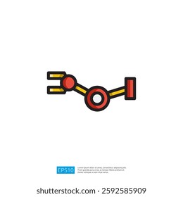 a simple stylized robotic arm with a gripper, often symbolizing automation and technology in industrial applications. Artificial Intelligence Icon