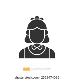 A simple, stylized silhouette of a girl with a crown, representing a character or theme often associated with childhood or fairy tales.