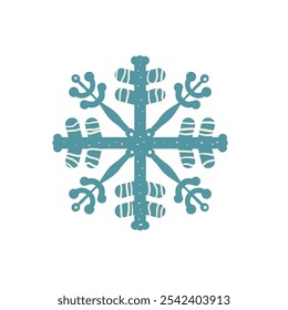 Simple stylized snowflakes isolated on white background. Vector hand drawn flat illustration