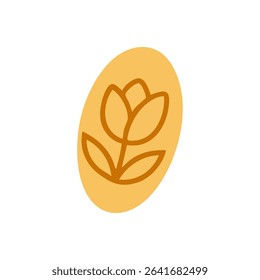 Simple, stylized,  tan-orange tulip graphic