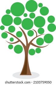 árbol simple estilizado con hojas verdes en rodajas de diseño vectorial