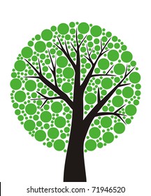 simple stylized tree with green leaves sliced