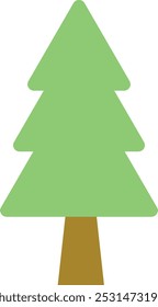 Simple, stylized tree icon with green triangular canopy and brown rectangular trunk, suitable for nature or environmental themes.