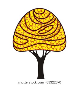 simple stylized tree with round leaves