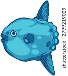 Simple stylized vector illustration of a moonfish Mola mola