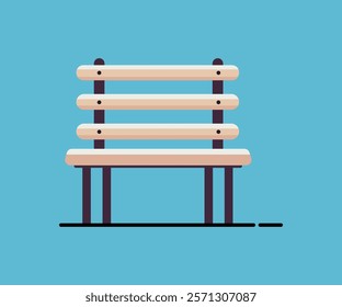 A simple, stylized vector illustration of a park bench