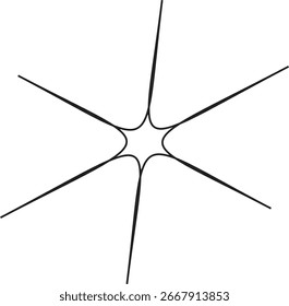 Un contorno blanco simple y estilizado de una flor de cinco pétalos, que se asemeja a una flor de cerezo o una estrella, sobre un fondo blanco limpio.