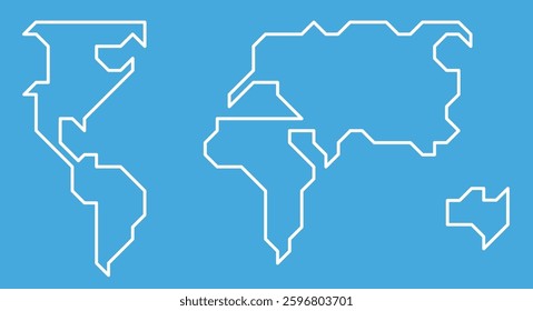 Simple stylized world map. Minimal style continents outlines. Flat vector illustration isolated on white background.