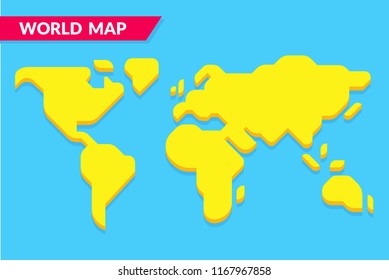 Simple stylized world map silhouette in modern minimal style. Isolated vector illustration.