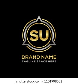 Simple SU initial Logo design template vector illustration