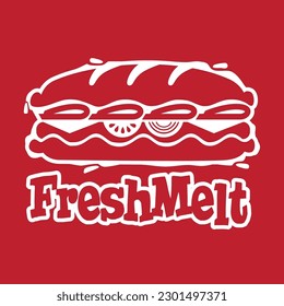 The Simple Sub Sandwich Logo Vector Design in Red Color