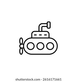 Simple submarine line icon illustration on white background isolated object