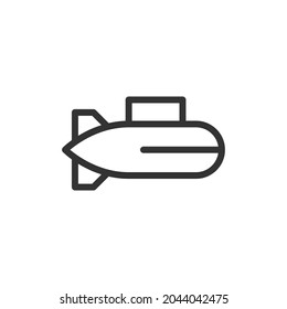 Simple submarine line icon. Premium symbol in stroke style. Design of submarine icon. Vector illustration.