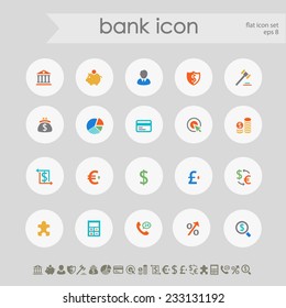 Simple subtle colored banking icons on white circles