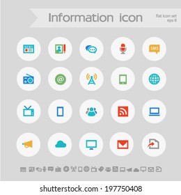 Simple subtle colored information icons on white circles