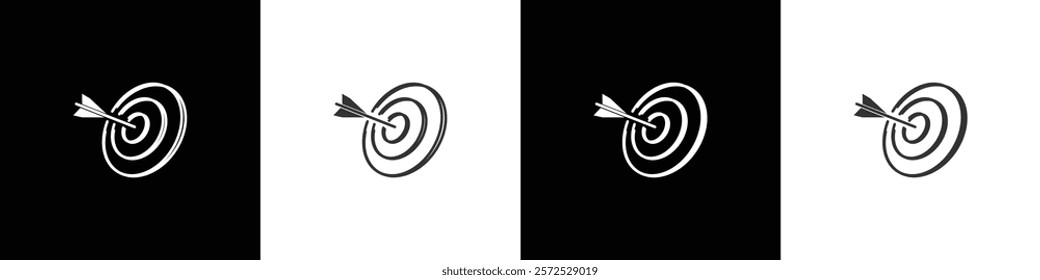 Simple Success strategy icon. Target vector illustration in black white and transparent background. Eps10