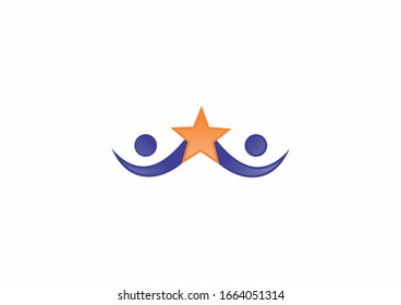 Simple success symbol logo design. People with star logo concept