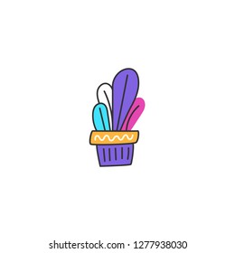 A simple succulent. Drawn in a cartoon style.