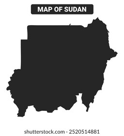 Simple Sudan Mapa negro Ilustración vectorial plana